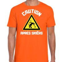 Wintersport verkleed t-shirt voor heren - apres ski waarschuwing - oranje - winter outfit