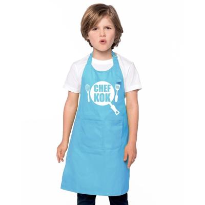 Chef kok keukenschort - blauw - voor kinderen - polyester - one size