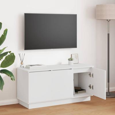 TV-meubel met LED Wit 100 x 38 x 49 cm Bewerkt hout