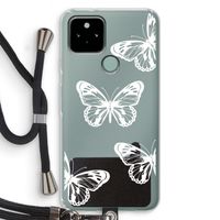 White butterfly: Pixel 5 Transparant Hoesje met koord