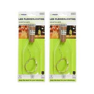 LED flesverlichting - 2x - warm wit - 48 cm - 5 LED's - incl. batterij - Sfeerverlichting voor in ee