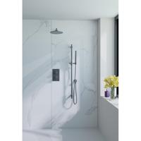 Fortifura Calvi Inbouw Regendoucheset - thermostatisch - wandarm - glijstang - 25cm hoofddouche - staaf handdouche - gladde doucheslang - geborsteld Gunmetal PVD SW720556/SW720563/SW721165/SW721170/SW766536/SW766