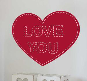 Wanddecoratie Love You geborduurd