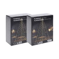 Kerstverlichting - Vlaggenmast - 2 stuks - 120 LED's - Hoogte: 200 cm - Warm wit