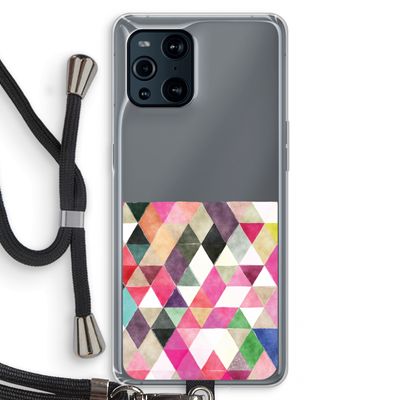 Gekleurde driehoekjes: Oppo Find X3 Pro Transparant Hoesje met koord