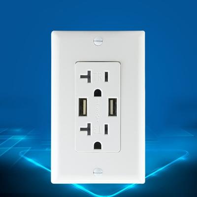 PC dubbele aansluiting stopcontact schakelaar met USB US plug vierkante witte UL 15A lekbescherming socket