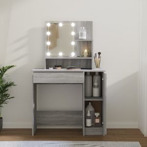 Kaptafel met LED 86,5x35x136 cm grijs sonoma eikenkleurig