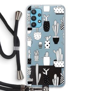Cactusmotief: Samsung Galaxy A32 4G Transparant Hoesje met koord