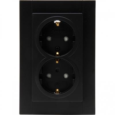 KOPP - Wandcontactdoos - Athenis HK07 - Inbouw - 1-voudig Dubbel Stopcontact - Randaarde - Shutter - Mat Zwart