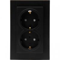 KOPP - Wandcontactdoos - Athenis HK07 - Inbouw - 1-voudig Dubbel Stopcontact - Randaarde - Shutter - Mat Zwart