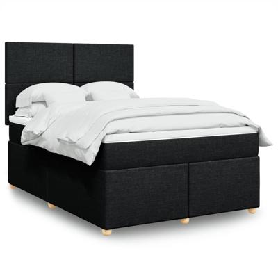 Boxspring met matras stof zwart 140x190 cm