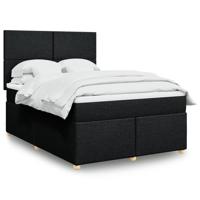 Boxspring met matras stof zwart 140x190 cm