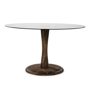 By-Boo Eettafel Boogie Mangohout en glas, 130cm - Rond