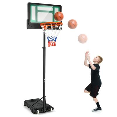 154-210 cm In Hoogte Verstelbaar Basketbalstandaard Binnen/Buiten Basketbalkorf met Standaard en 2 Wielen voor Kinderen/ Volwassenen-Groen