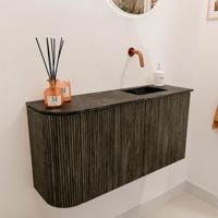 Toiletmeubel Mondiaz Joya Dlux | 81.6 cm | Meubelkleur Shadow | Faye wastafel Lava Wasbak Rechts | Zonder kraangat(en)