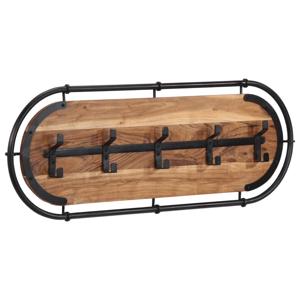 VidaXL Wandkapstok met 5 haken massief acaciahout