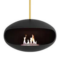 Aeris Zwart + Messing staaf | Cocoon Fires | Plafond bio-ethanol haard | Zwart