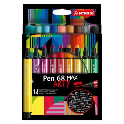 STABILO pen 68 max arty viltstift met dikke beitelpuntetui 18 kleuren