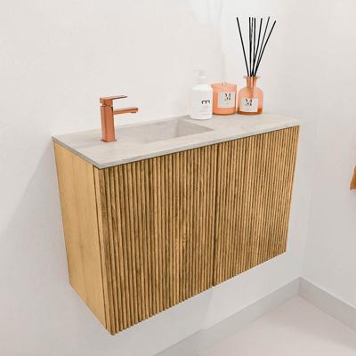 Toiletmeubel Mondiaz Joya Dlux | 60 cm | Meubelkleur Oak | Faye wastafel Ostra Wasbak Links | 1 kraangat