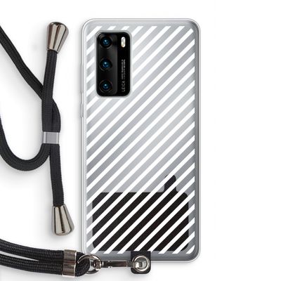 Strepen zwart-wit: Huawei P40 Transparant Hoesje met koord