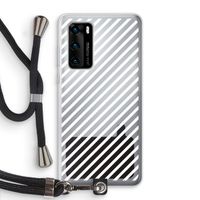 Strepen zwart-wit: Huawei P40 Transparant Hoesje met koord