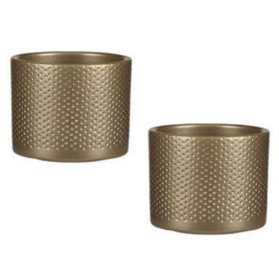 Bloempot in het relief goud keramiek voor kamerplant H10 x D12 cm
