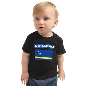 Curacao landen shirtje met vlag zwart voor babys 80 (7-12 maanden)  -