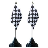 Auto Racing F1 tafelvlaggetjes - 4x stuks - 10 x 15 cm vlag - met zwarte standaard