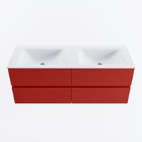 MONDIAZ VICA 130cm badmeubel onderkast Fire 4 lades. Wastafel CLOUD dubbel 2 kraangaten, kleur Talc.
