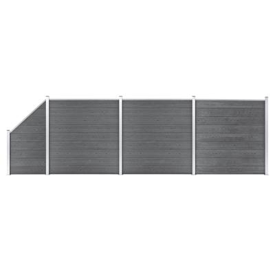 Schuttingset 3 vierkant en 1 schuin 619x186 cm HKC grijs