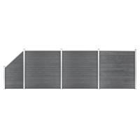 Schuttingset 3 vierkant en 1 schuin 619x186 cm HKC grijs