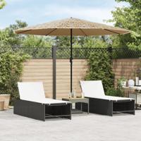VidaXL Parasol met led's en stalen paal 324x324x247 cm bruin