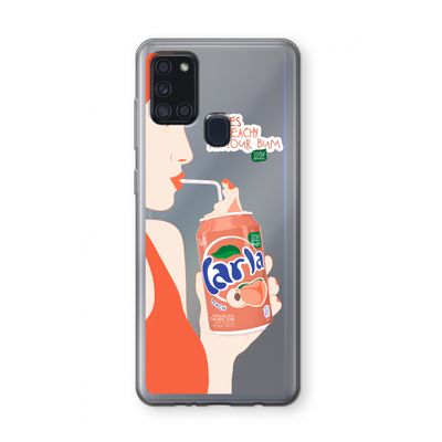 Peach please!: Samsung Galaxy A21s Transparant Hoesje