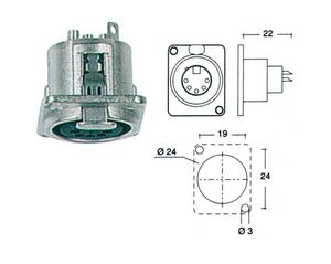 Neutrik NC-5-FDL1 xlr chassis connector