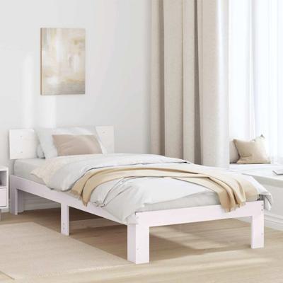Bedframe met hoofdeinde Wit 90 x 190 cm Massief grenenhout