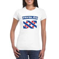 T-shirt met Friese vlag wit dames