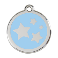 Star Light Blue roestvrijstalen hondenpenning large/groot dia. 3,8 cm - RedDingo - thumbnail