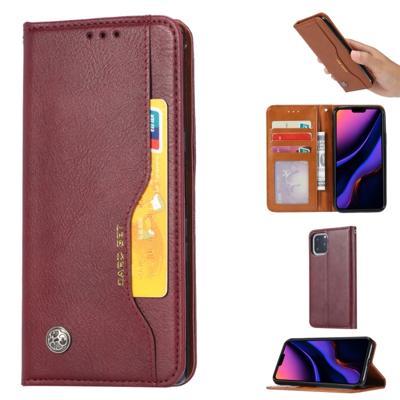 Knead huidtextuur horizontaal Flip lederen case voor iPhone 11 Pro met foto frame & houder & kaartsleuven & portemonnee (wijn rood)
