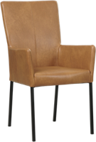 Cognac leren moderne eetkamerstoel Daily - poot vierkant zwart - Granada leer Sahara (cognac leer)