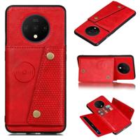 Voor OnePlus 7T schokbestendige magnetische PU + TPU beschermhoes met kaartsleuven (rood)