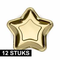 12x Gouden kartonnen bordjes ster vorm 18 cm