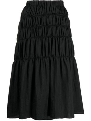 Brøgger jupe mi-longue Freya à fronces - Noir