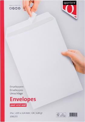 25 Witte zelfklevende akte enveloppen C4 229x324mm 120g
