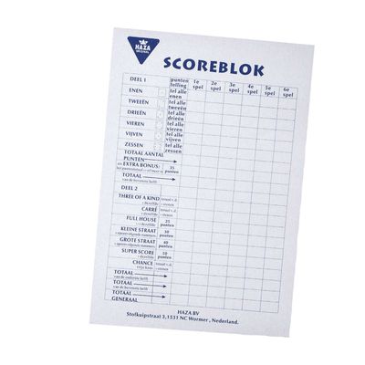 Haza Witbaard scoreblok groot, 50 vellen