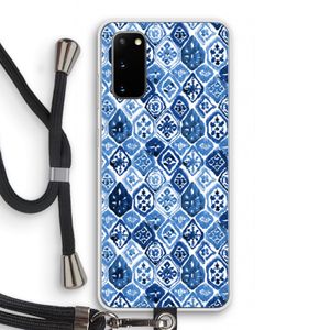 Blauw motief: Samsung Galaxy S20 Transparant Hoesje met koord
