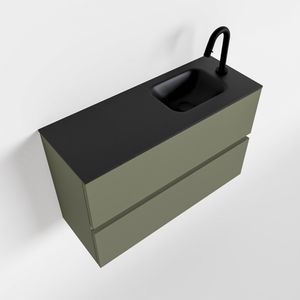 Toiletmeubel Mondiaz Ada | 80 cm | Meubelkleur Army | Lex wastafel Urban Rechts | 1 kraangat