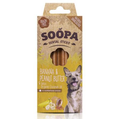 Soopa Dental Sticks banaan & pindakaas voor de hond Per stuk
