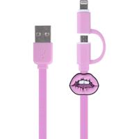 Kangaro k-58191006 dresz 2in1 micro-usb laadkabel + pin lippen roze Kangaro k-58191006 dresz 2in1 micro-usb laadkabel + pin lippen roze