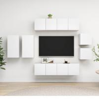 8-delige Tv-meubelset bewerkt hout wit 8-delige Tv-meubelset bewerkt hout wit