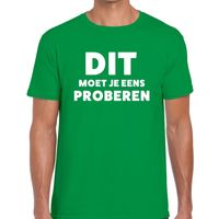 Dit moet je eens proberen beurs/evenementen t-shirt groen heren - thumbnail